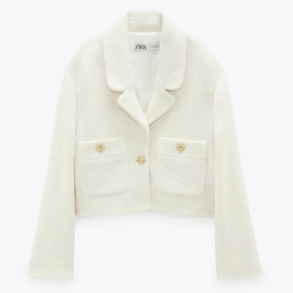 NWT Zara * Textured Cropped Blazer size XL XXL - Picture 15 of 16